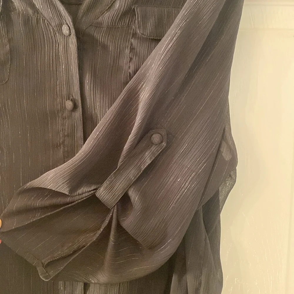 Just My Size Black Sheer Blouse